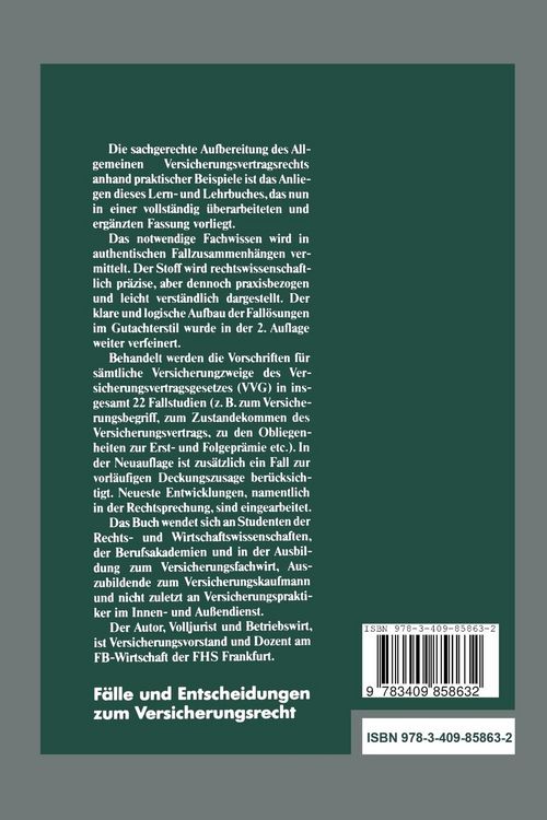 Produktbild: F&auml;lle und Entscheidungen zum Versicherungsrecht