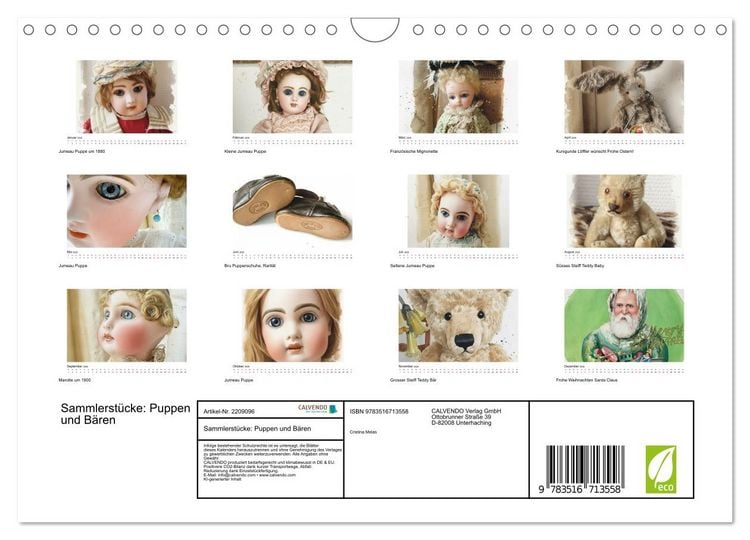 Produktbild: Sammlerst&uuml;cke: Puppen und B&auml;ren (Wandkalender 2026 DIN A4 quer), CALVENDO Monatskalender