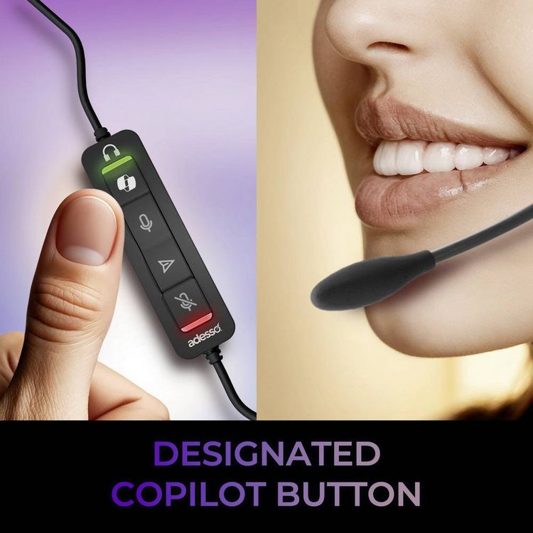Produktbild: Adesso Xtream P7 AI Copilot Headset On Ear Headset kabelgebunden Stereo schwarz-meliert Headset Computer
