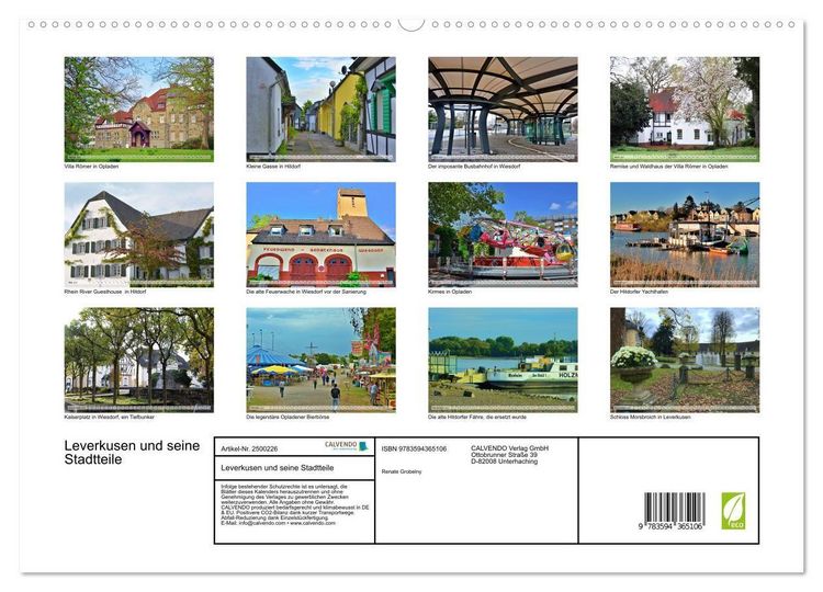 Produktbild: Leverkusen und seine Stadtteile (hochwertiger Premium Wandkalender 2027 DIN A2 quer), Kunstdruck in Hochglanz