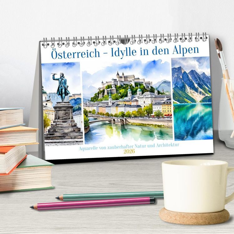 Produktbild: &Ouml;sterreich - Idylle in den Alpen (Tischkalender 2026 DIN A5 quer), CALVENDO Monatskalender