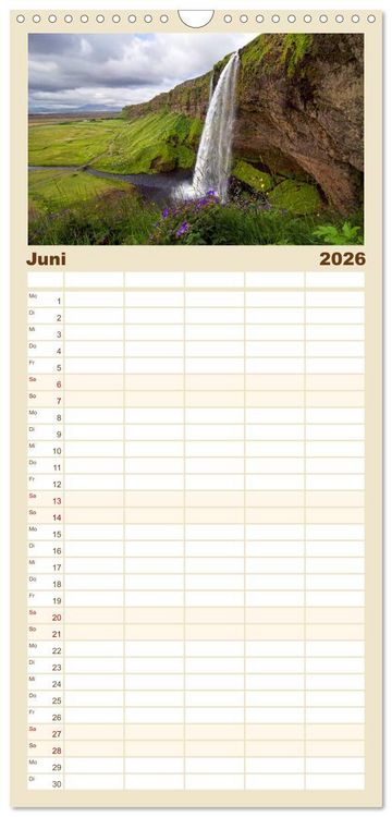 Produktbild: Familienplaner 2026 - Island - Land zwischen Feuer und Eis mit 5 Spalten (Wandkalender, 21 x 45 cm) CALVENDO