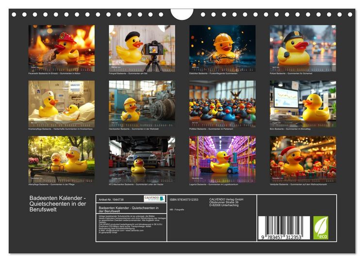 Produktbild: Badeenten Kalender - Quietscheenten in der Berufswelt (Wandkalender 2026 DIN A4 quer), CALVENDO Monatskalender