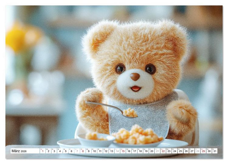 Produktbild: Teddy Babykalender - Jeden Monat zum Knuddeln s&uuml;&szlig; (Tischkalender 2026 DIN A5 quer), CALVENDO Monatskalender