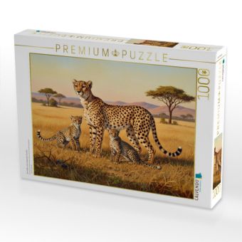 Produktbild: CALVENDO Puzzle Gem&auml;lde einer Geparden Familie | 1000 Teile Lege-Gr&ouml;&szlig;e 64x48cm Foto-Puzzle f&uuml;r gl&uuml;ckliche Stunden