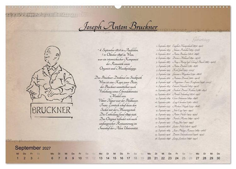 Produktbild: Von Mozart bis Beethoven (hochwertiger Premium Wandkalender 2027 DIN A2 quer), Kunstdruck in Hochglanz