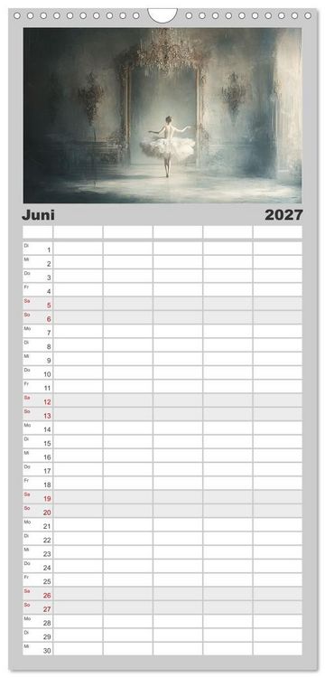 Produktbild: Familienplaner 2027 - Im Pas de Deux mit der Stille mit 5 Spalten (Wandkalender, 21 x 45 cm) CALVENDO