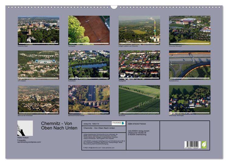 Produktbild: Chemnitz - Von Oben Nach Unten (Wandkalender 2026 DIN A2 quer), CALVENDO Monatskalender