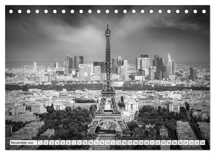 Produktbild: PARIS Monochrome Impressionen (Tischkalender 2026 DIN A5 quer), CALVENDO Monatskalender