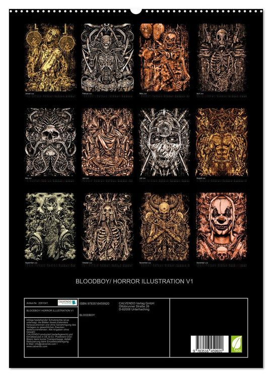 Produktbild: BLOODBOY/ HORROR ILLUSTRATION V1 (hochwertiger Premium Wandkalender 2026 DIN A2 hoch), Kunstdruck in Hochglanz