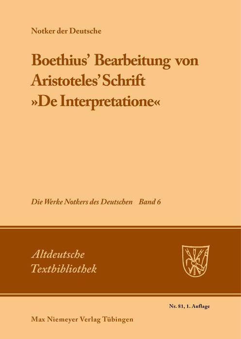 Produktbild: Boethius' Bearbeitung von Aristoteles' Schrift 'De Interpretatione'