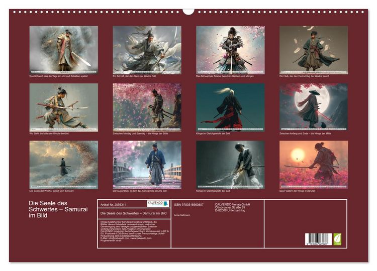 Produktbild: Die Seele des Schwertes &ndash; Samurai im Bild (Wandkalender 2026 DIN A2 quer), CALVENDO Monatskalender