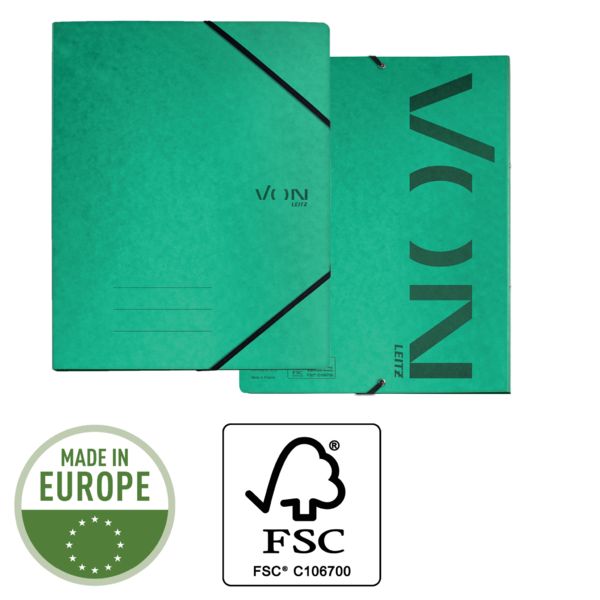 Produktbild: VON Ringbuch A4 mit 2 Ringen und elastischen Eckb&auml;ndern, Karton, von Leitz
