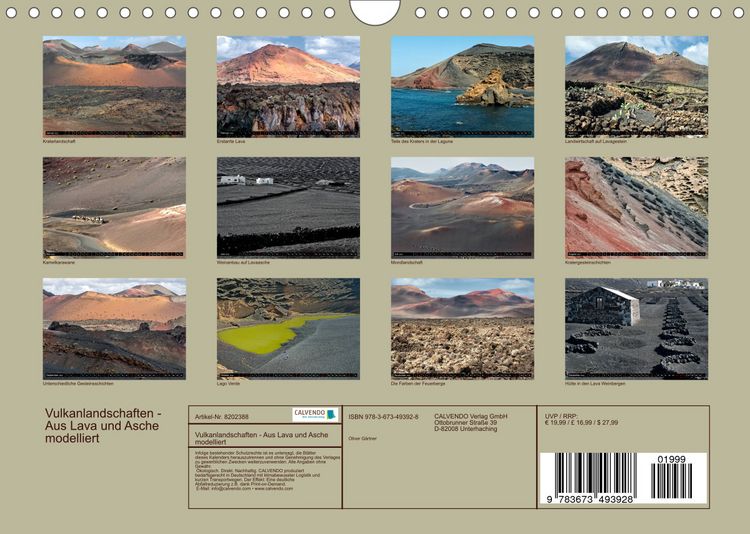 Produktbild: Vulkanlandschaften - Aus Lava und Asche modelliert (Wandkalender 2022 DIN A4 quer)