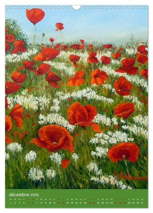 Produktbild: Coquelicots en peinture (Calendrier mural 2026 DIN A3 horizontal), CALVENDO calendrier mensuel