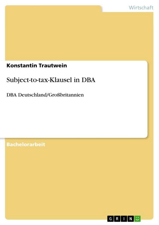 Produktbild: Subject-to-tax-Klausel in DBA
