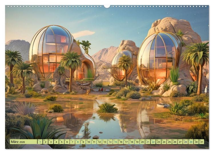 Produktbild: Futuristische moderne Behausungen (hochwertiger Premium Wandkalender 2026 DIN A2 quer), Kunstdruck in Hochglanz