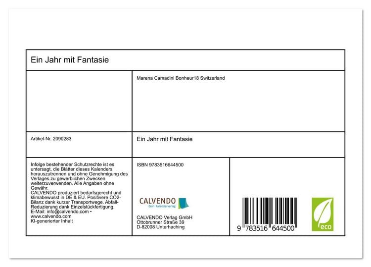 Produktbild: Ein Jahr mit Fantasie (Tischkalender 2026 DIN A5 quer), CALVENDO Monatskalender
