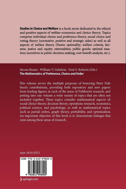 Produktbild: The Mathematics of Preference, Choice and Order