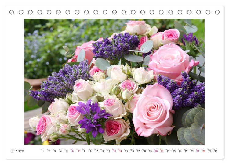 Produktbild: Fleurs - un m&eacute;lange color&eacute; (Calendrier de bureau 2026 DIN A5 vertical), CALVENDO calendrier mensuel