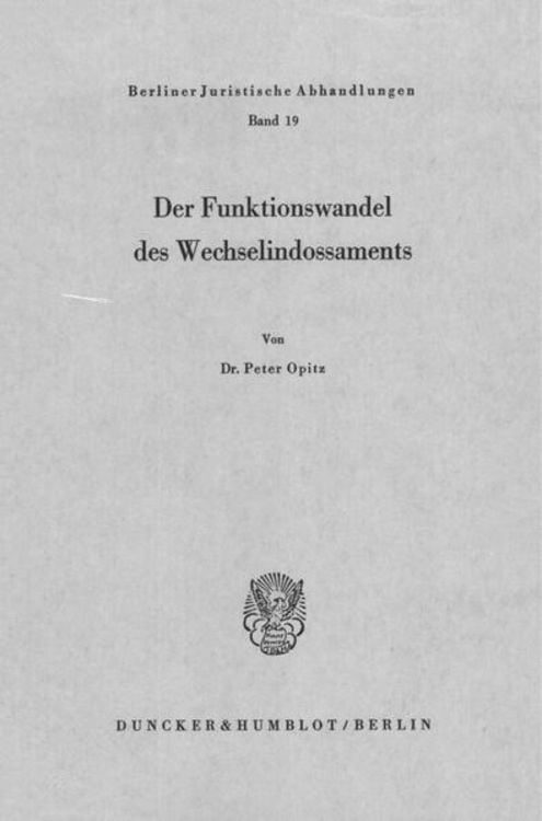Produktbild: Der Funktionswandel des Wechselindossaments.