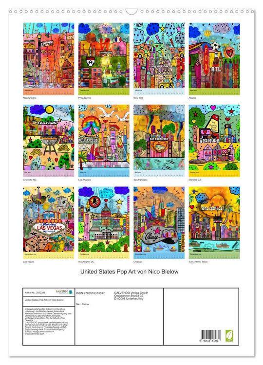Produktbild: United States Pop Art von Nico Bielow (Wandkalender 2026 DIN A2 hoch), CALVENDO Monatskalender
