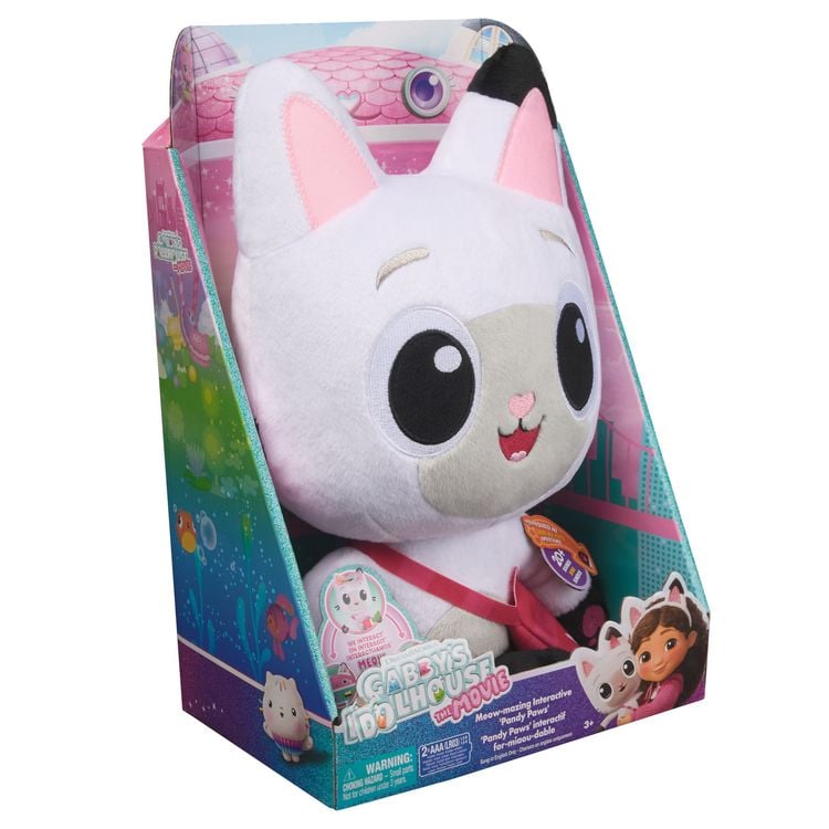 Produktbild: Gabby&lsquo;s Dollhouse: Der Film &ndash; Interaktiver Pl&uuml;sch Panda Pf&ouml;tchen, 33cm mit Tasche & Zubeh&ouml;r