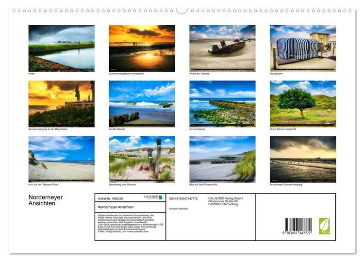 Produktbild: Norderneyer Ansichten (hochwertiger Premium Wandkalender 2026 DIN A2 quer), Kunstdruck in Hochglanz