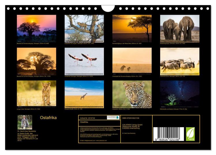 Produktbild: Ostafrika (Wandkalender 2026 DIN A4 quer), CALVENDO Monatskalender