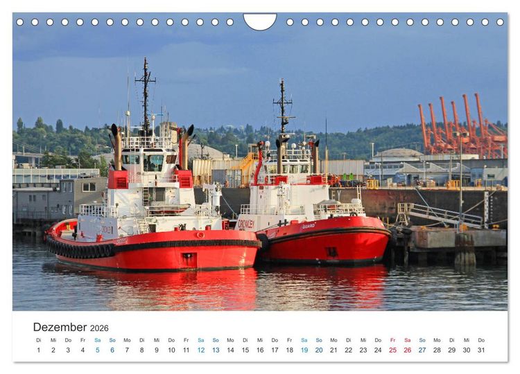 Produktbild: Gro&szlig;e und kleine Schiffe im Seehafen Seattle (Wandkalender 2026 DIN A4 quer), CALVENDO Monatskalender
