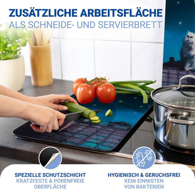 Produktbild: Herdabdeckplatte Universal Mod. Moon Cat, 2er Set, f&uuml;r alle Herdarten geeignet