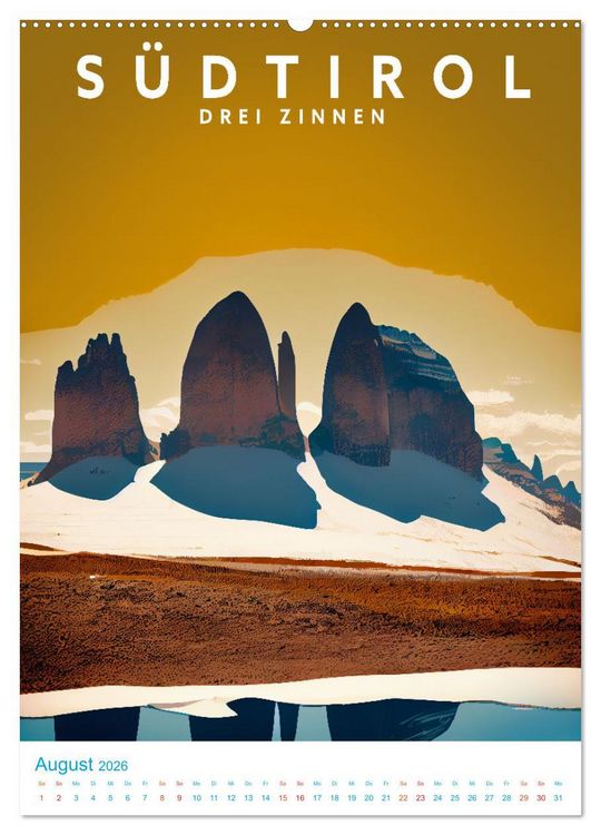 Produktbild: S&uuml;dtirol - Old School Poster Style (hochwertiger Premium Wandkalender 2026 DIN A2 hoch), Kunstdruck in Hochglanz