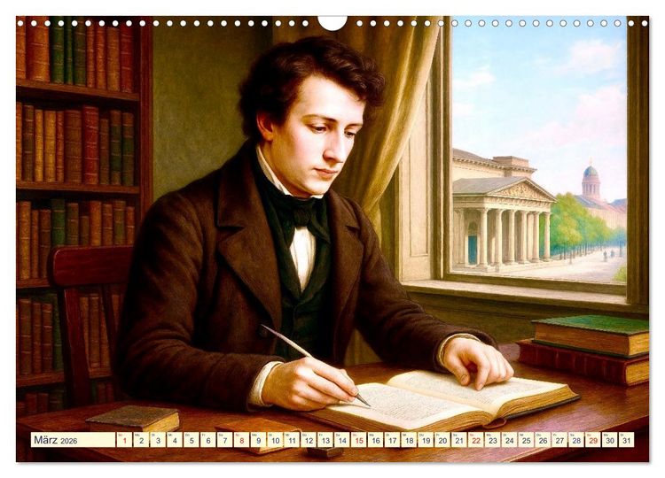 Produktbild: Heinrich Heine. Sein Leben, seine literarischen Werke (Wandkalender 2026 DIN A3 quer), CALVENDO Monatskalender