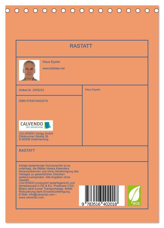 Produktbild: RASTATT (Tischkalender 2026 DIN A5 hoch), CALVENDO Monatskalender