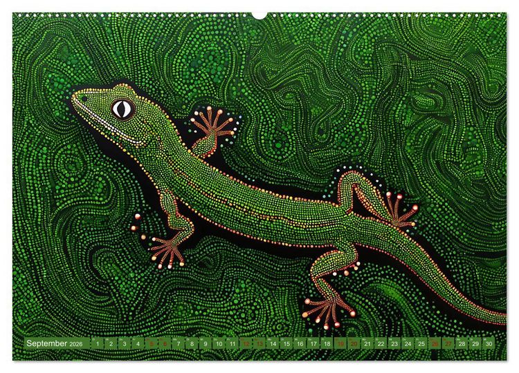 Produktbild: Traumzeit - KI-generierte Aborigine-Kunst aus dem Herzen Australiens (hochwertiger Premium Wandkalender 2026 DIN A2 quer), Kunstdruck in Hochglanz
