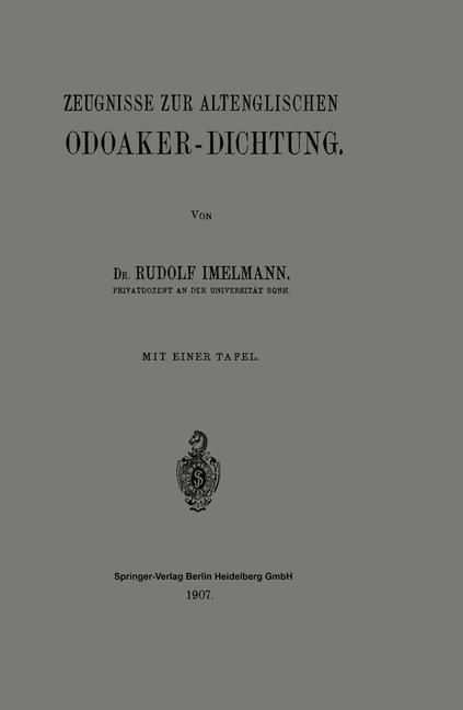 Produktbild: Zeugnisse zur Altenglischen Odoaker-Dichtung