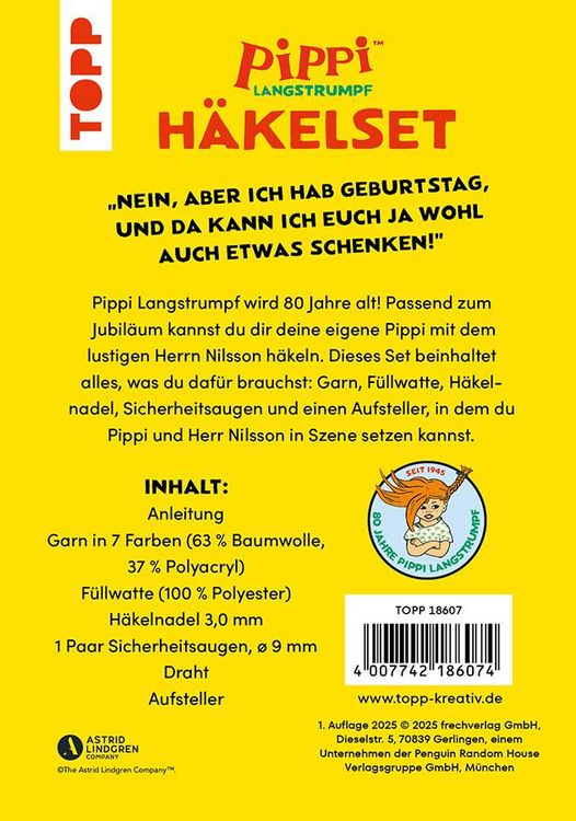 Produktbild: Pippi Langstrumpf - Das offizielle H&auml;kelset zum 80. Geburtstag