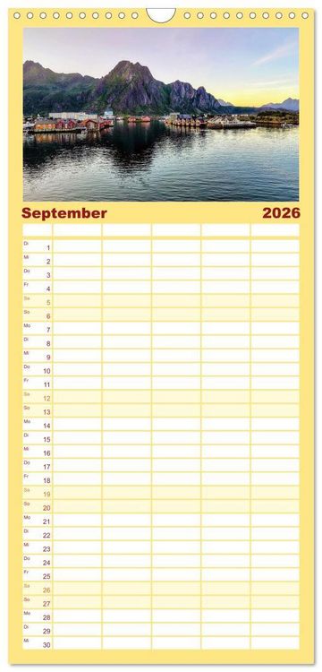 Produktbild: Familienplaner 2026 - Mit Hurtigruten zum Nordkap mit 5 Spalten (Wandkalender, 21 x 45 cm) CALVENDO