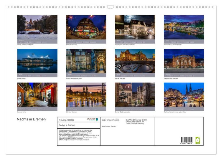 Produktbild: Nachts in Bremen (Wandkalender 2026 DIN A2 quer), CALVENDO Monatskalender