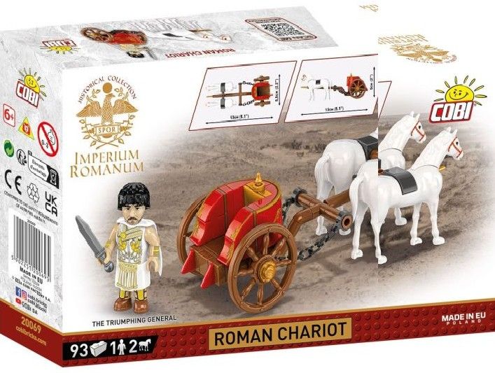 Produktbild: COBI Imperium Romanum 20069 - Roman Chariot, R&ouml;mischer Streitwagen, Bausatz, 93 Klemmbausteine/1 Figur/2 Pferde