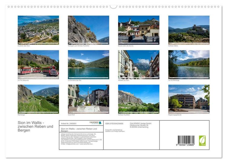 Produktbild: Sion im Wallis - zwischen Reben und Bergen (hochwertiger Premium Wandkalender 2027 DIN A2 quer), Kunstdruck in Hochglanz