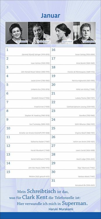 Produktbild: Der literarische Geburtstagskalender - Mit Geburtstagskindern und Zitaten