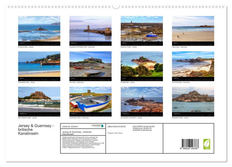Produktbild: Jersey & Guernsey - britische Kanalinseln (hochwertiger Premium Wandkalender 2026 DIN A2 quer), Kunstdruck in Hochglanz