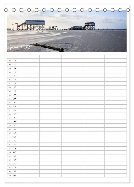 Produktbild: Nordfriesland - Familienplaner (Tischkalender 2026 DIN A5 hoch), CALVENDO Monatskalender