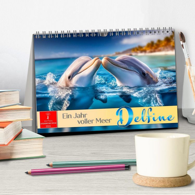 Produktbild: Delfine - ein Jahr voller Meer (Tischkalender 2026 DIN A5 quer), CALVENDO Monatskalender