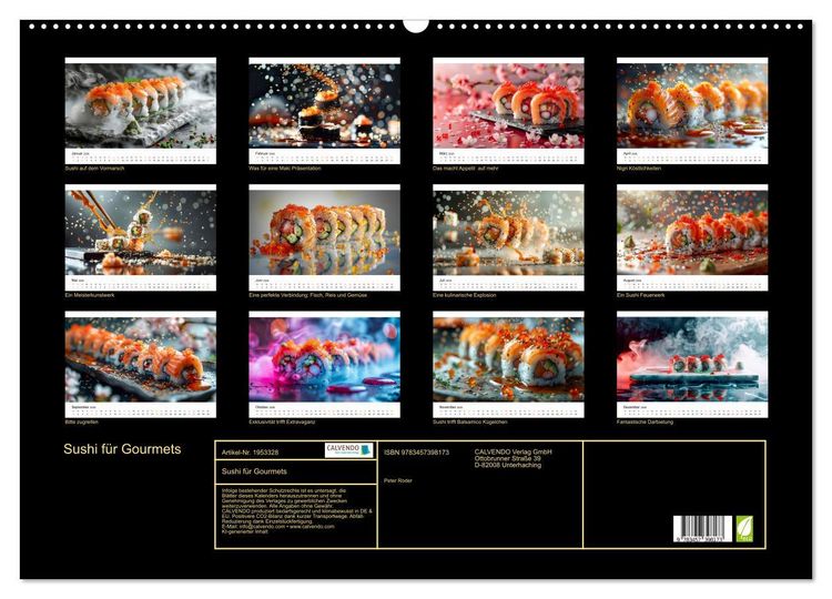 Produktbild: Sushi f&uuml;r Gourmets (Wandkalender 2026 DIN A2 quer), CALVENDO Monatskalender