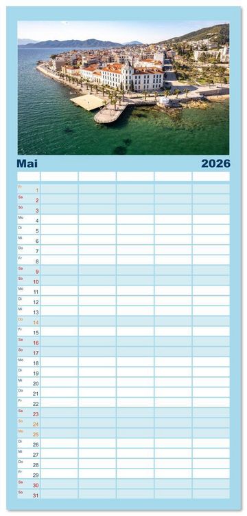 Produktbild: Familienplaner 2026 - Griechenland - Eub&ouml;a - Evia mit 5 Spalten (Wandkalender, 21 x 45 cm) CALVENDO