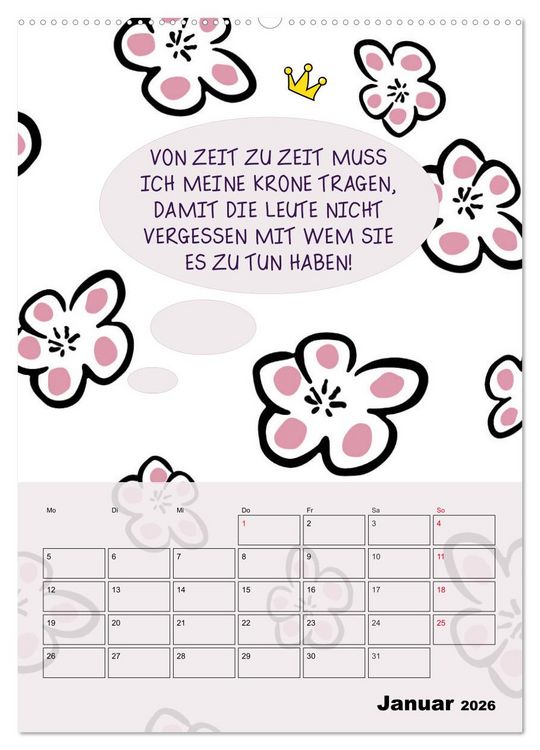 Produktbild: K&ouml;nigin &uuml;ber alles! Typokalender f&uuml;r starke Frauen (hochwertiger Premium Wandkalender 2026 DIN A2 hoch), Kunstdruck in Hochglanz