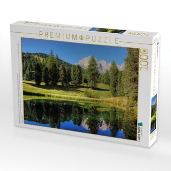 Produktbild: CALVENDO Puzzle Bergsee an der Cisles Alm mit Geisler Spitzen - erreichbar von Wolkenstein oder St. Christina | 1000 Teile Lege-Gr&ouml;&szlig;e 64x48cm Foto-Puzzle f&uuml;r gl&uuml;ckliche Stunden