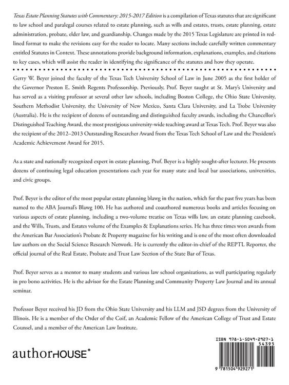 Produktbild: Texas Estate Planning Statutes with Commentary